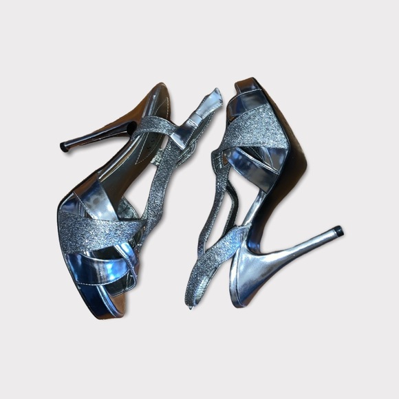 Guess Metallic Silver Strappy Heels - Picture 3 of 15